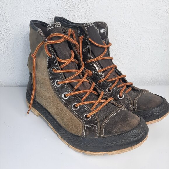 Vintage Converse Leather All Star Sneaker Boot Chuck Taylor Hi-Top 8.5 Mens W 10 - Picture 1 of 7